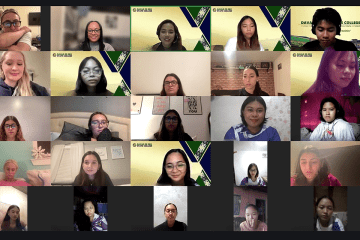 Screenshot of Zoom call with students