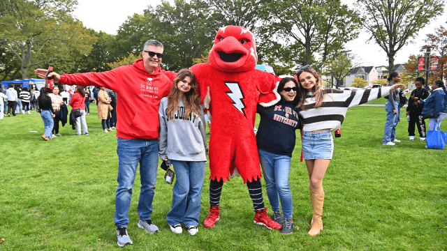 A St. John's family pose together on campus during Family Weekend.