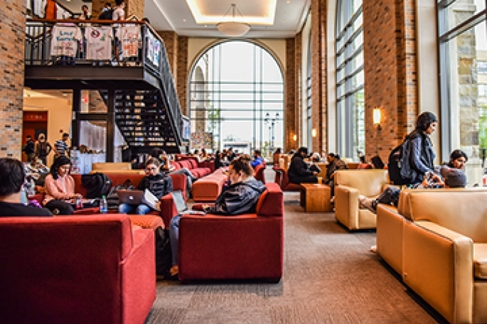 Students in lounge on St. John's Campus