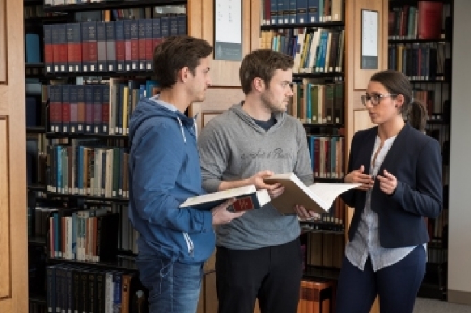 students in the library