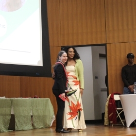 College student speaking about mentorship to other students