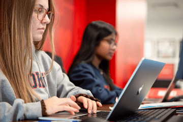 Student on computer taking an online course