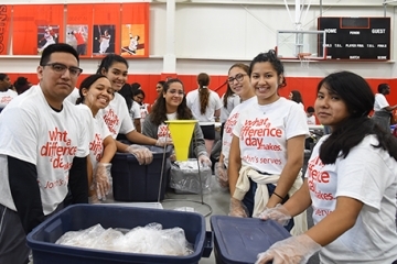 Students performing community service