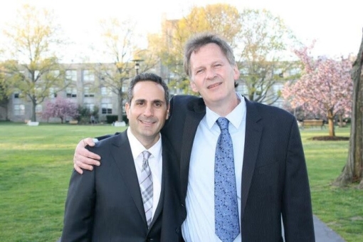 Alumni Anthony Caleca and Mike Sheehan posing for photo