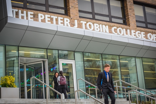 Students walking outside Tobin