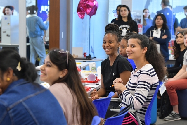 St. John's students smiling at lecture in VIC