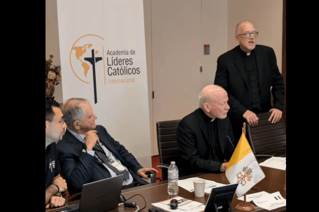 Fr. Rooney and Fr. Shanley at the International Diploma of Social Doctrine of the Church summit