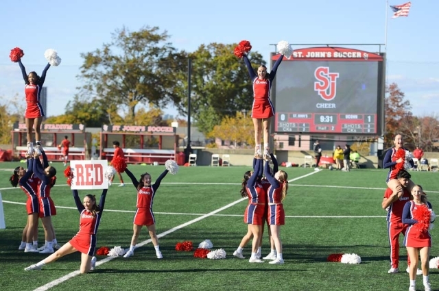 Cheer team performing at the St. John's StormFest 