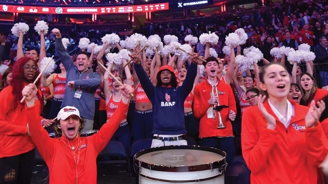 St. John's students in the stands at MSG during a basketball game