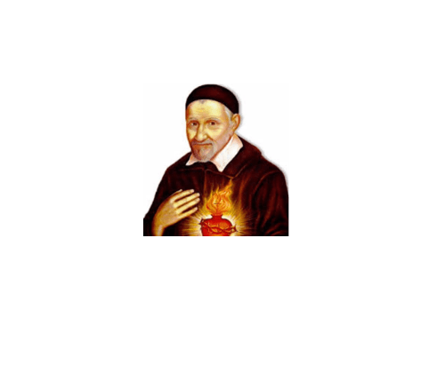 Drawing of man holding heart with flames