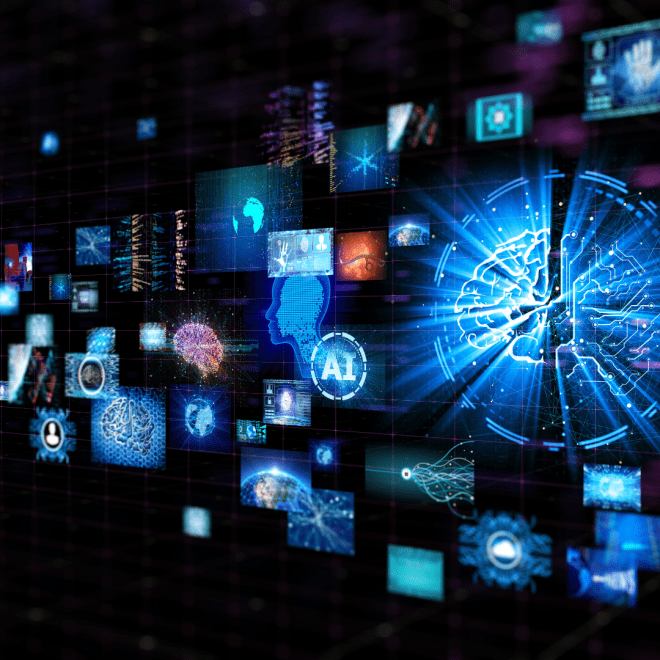 Bright digitial graphic indicating artificial intelligence