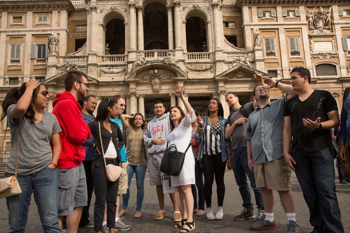 Class being conducted on the streets of Rome