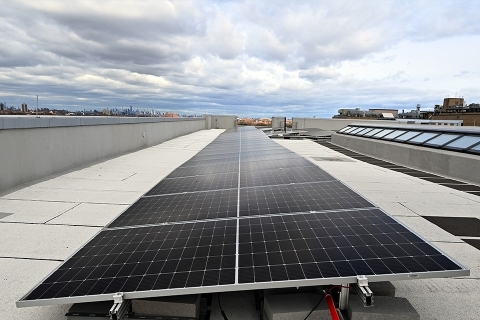The roof of St. John's Health Science Center showing the Solar Panels