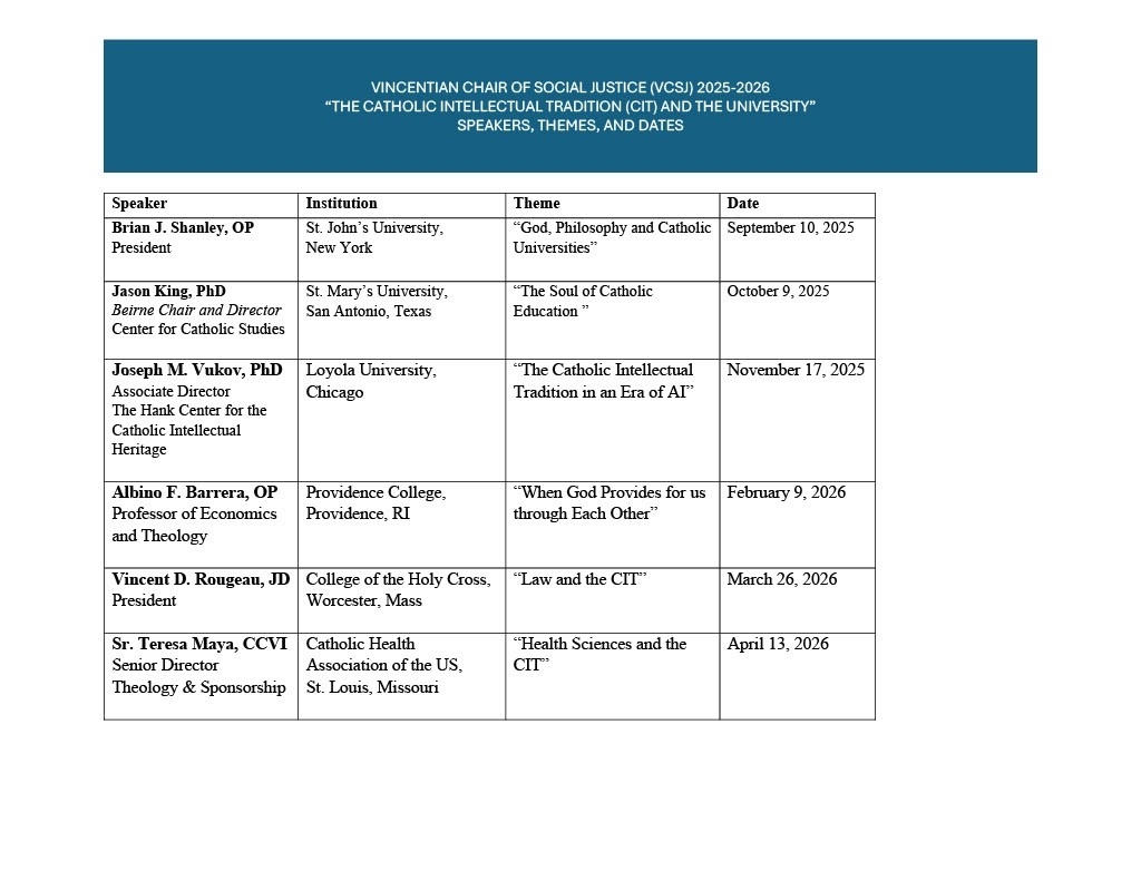 Schedule of dates and speakers